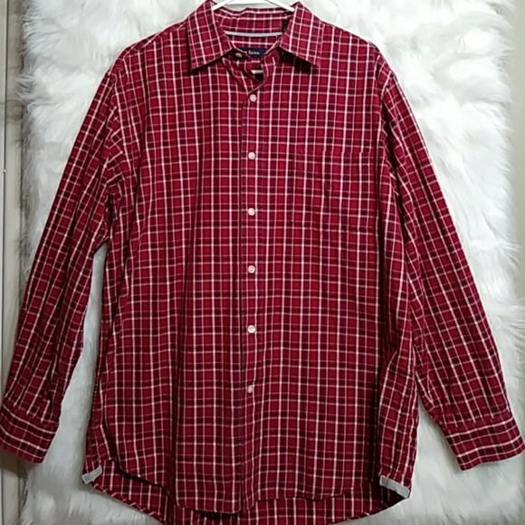 Club Room Other - CLUB ROOM Red Plaid Casual Men's Button Down Large